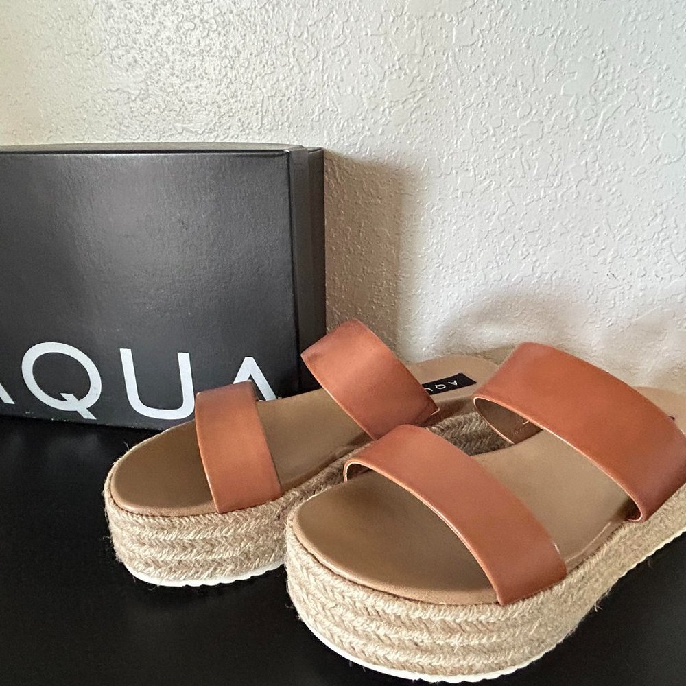 Aqua Ayden Platform Sandal 9.5 Cognac